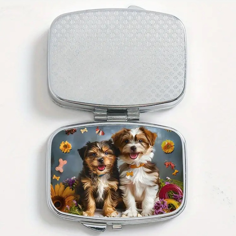 NEW| Cute Happy Dogs Pill Box Portable Case Medicine Organizer Dog Lover